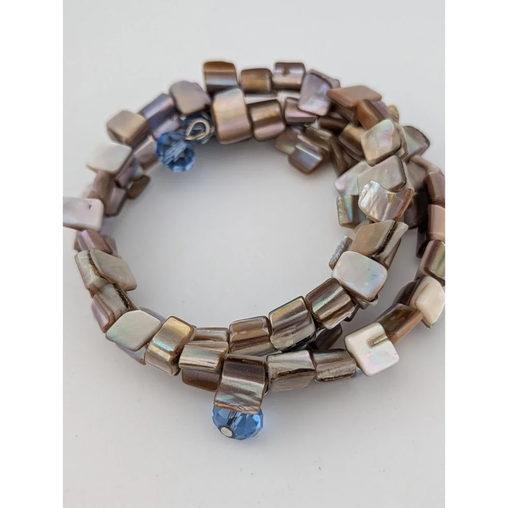 Iridescent Mother of Pearl Shell Multi Row Wrap Bracelet‎